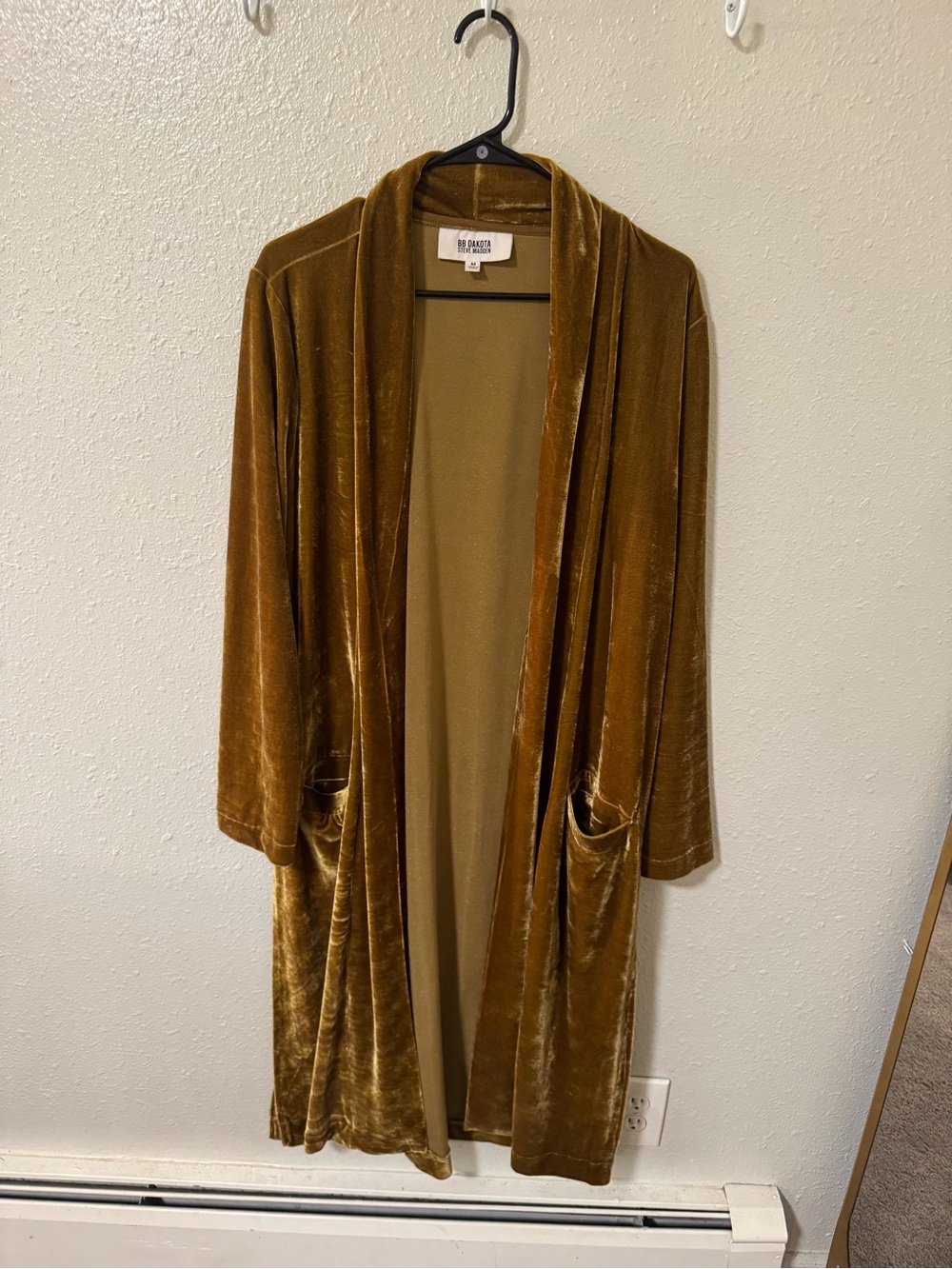 BB Dakota Velvet Open-Front Duster in Gold
